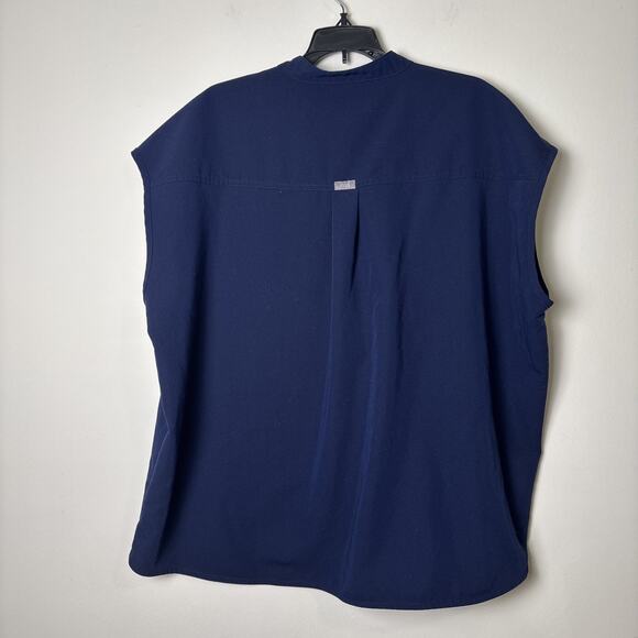 Figs Rafaela Scrub Top Women’s XXL Navy Blue Short Sleeve V-Neck Pockets Relaxed - Picture 2 of 6